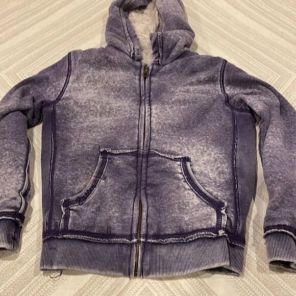 Butter Super Soft Girls Reversible Purple Emoji Sparkle Zip-up Sweatshirt - Picture 6 of 9